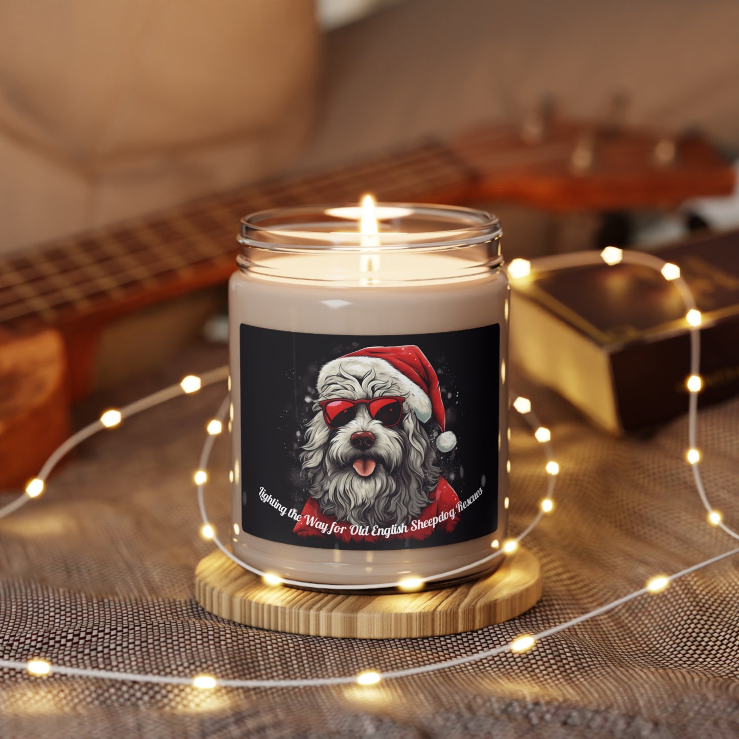Rock 'n Roll Santa Sheepdog Scented Soy Candle, 9oz