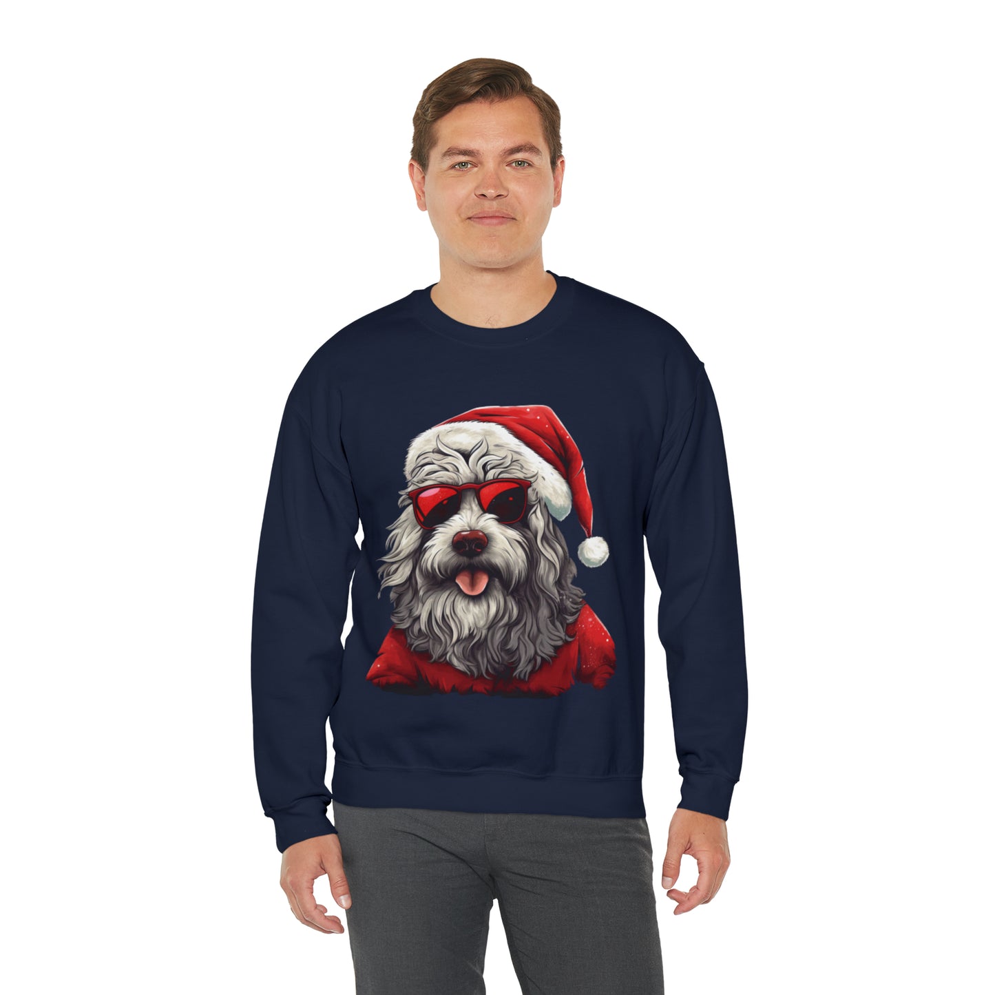 Rock 'n Roll Santa Sheepdog Unisex Heavy Blend™ Crewneck Sweatshirt