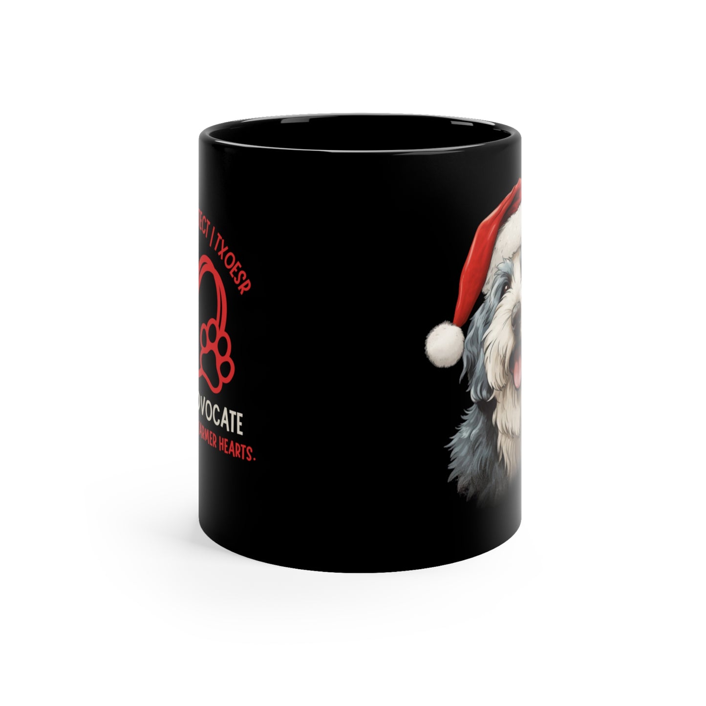 Santa Sheepdog 11oz Black Mug
