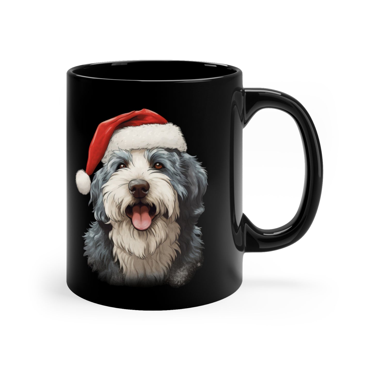 Santa Sheepdog 11oz Black Mug